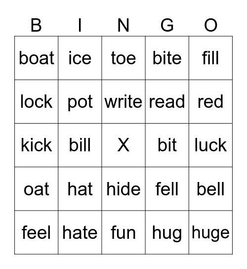 Short & Long Vowel Sounds  (Level 1) Bingo Card