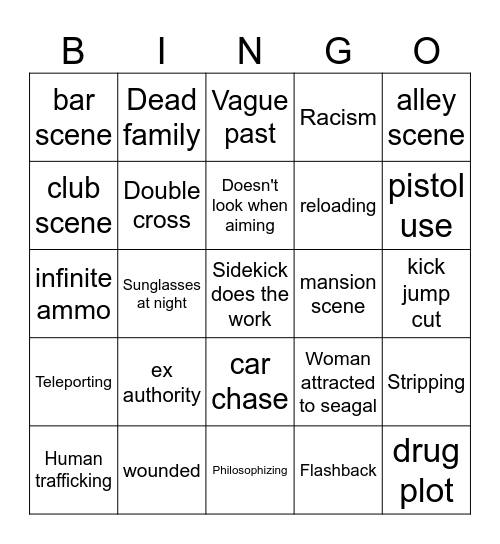 Seagal BINGO v3 Bingo Card