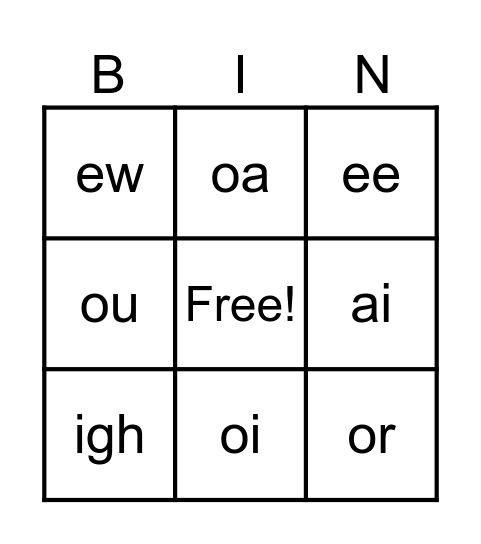 Sounds Bingo Card