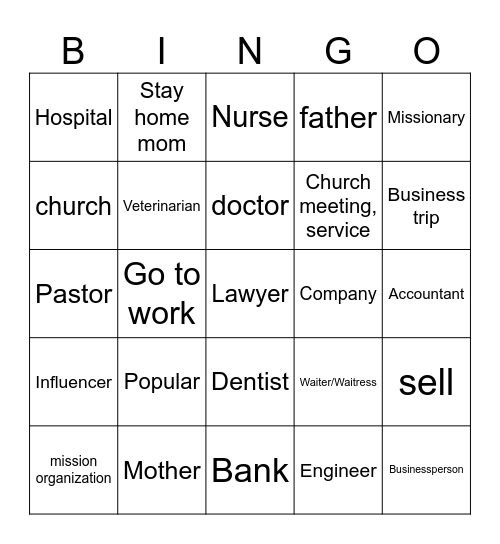 工作 賓果 Bingo Card