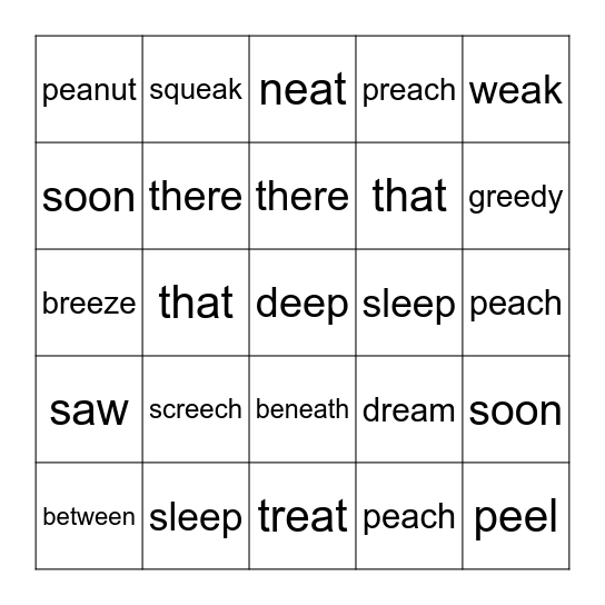 Phonics and Sight Words Test 9/21 Bingo Card