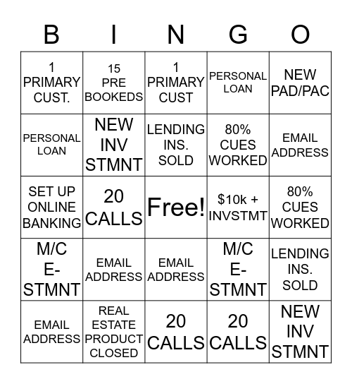 RHONDA Bingo Card