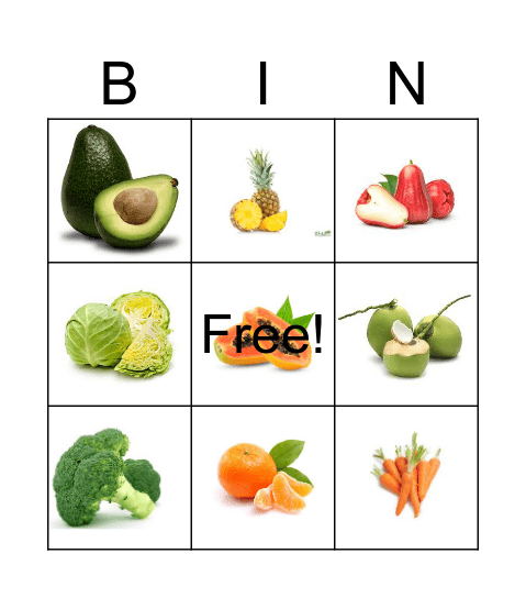 ผักผลไม้ Bingo Card