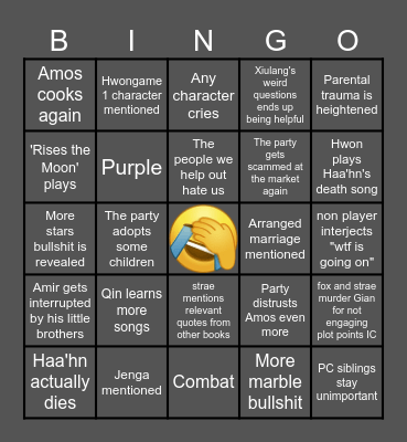 Hwongame September 30th Bingo Card