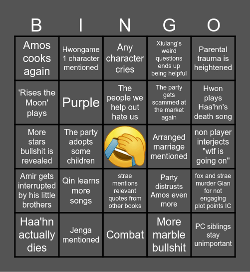 Hwongame September 30th Bingo Card