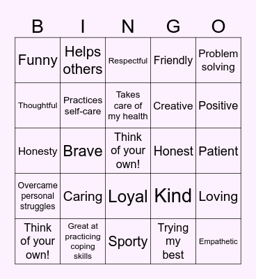 Strengths Bingo Card