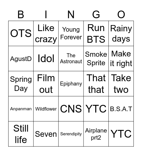 Rkive0713 Bingo Card