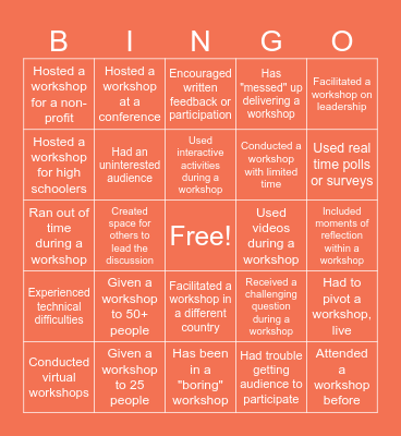 THEE Jefas Workshop Bingo Card