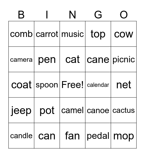 Phonics Week 4 Bingo Card