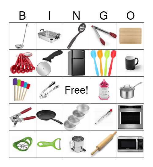 Kitchen Utensils Bingo Card