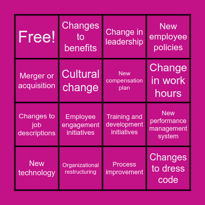 The Change Bingo! Bingo Card