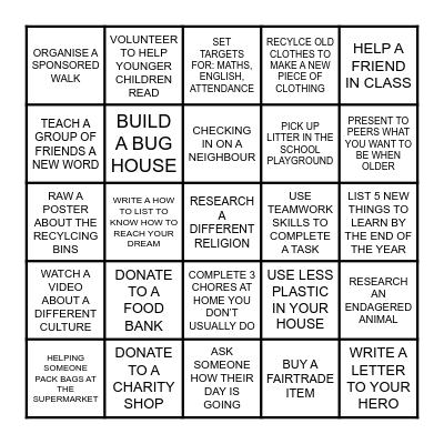 PLEDGES Bingo Card