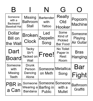 DIVE BAR Bingo Card