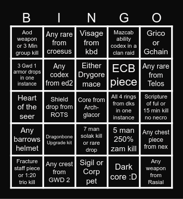 Rest of the year Bingo Card