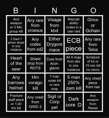 Rest of the year Bingo Card