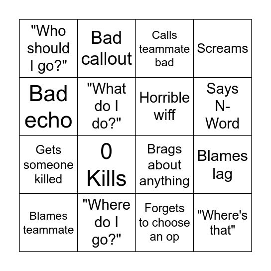 Galen Bingo Card