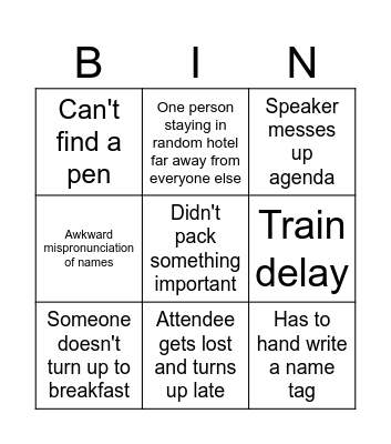 Team Bingo - road trip edition Bingo Card