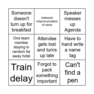 Team Bingo - road trip edition Bingo Card