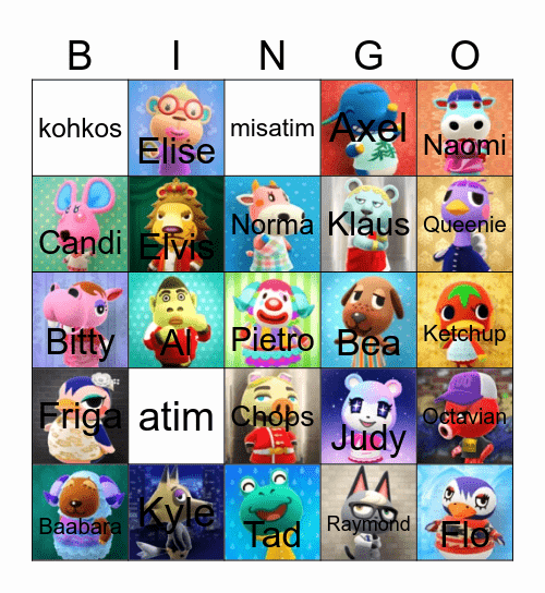 Animal Crossing Bingo Card