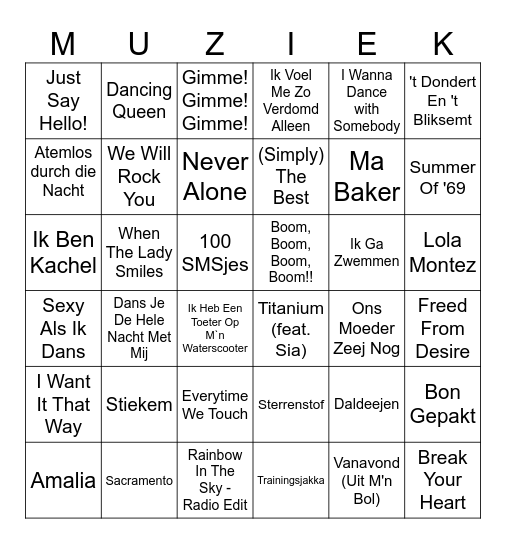 Bingo - De Vuurbroak Bingo Card