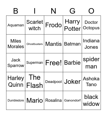 Cosplay Bingo Card