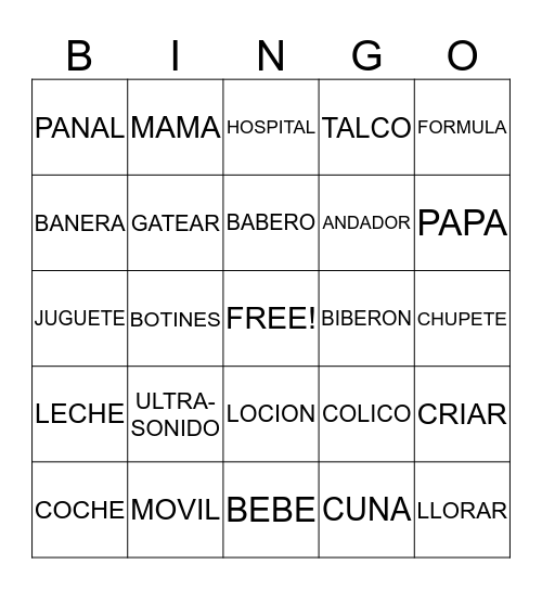 CLAU'S BABY SHOWER Bingo Card