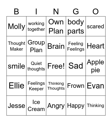 We Thinkers Bingo Card