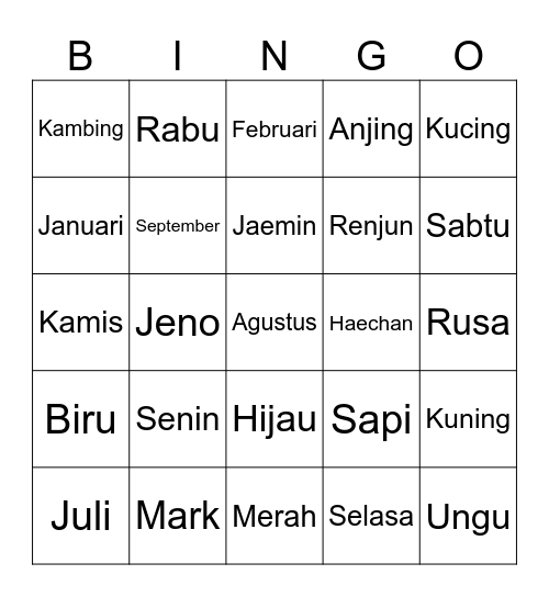 Bingo demdud Bingo Card