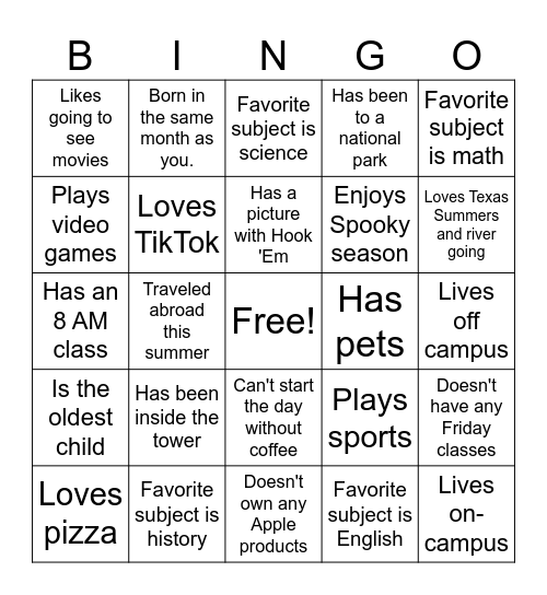 Moody Bingo Card