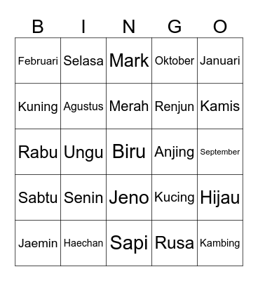 Demdud bingo Card