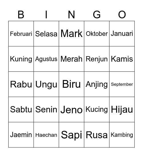 Demdud bingo Card