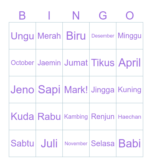 Memainkan Perasaan Bingo Card