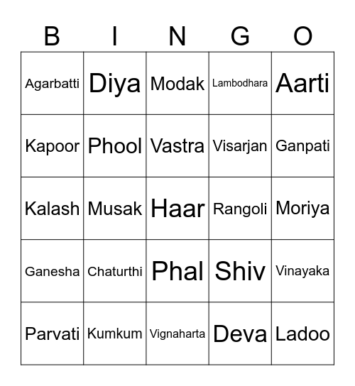 Ganpati Bingo Card