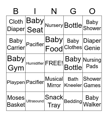 Anu's Baby Shower BINGO! Bingo Card