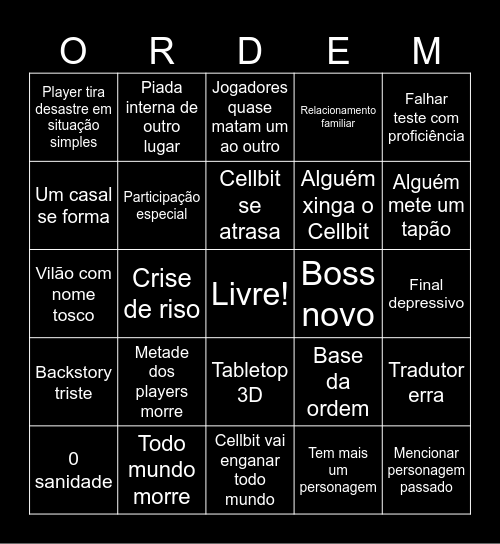 Bingo Ordem Bingo Card