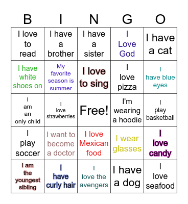 Icebreaker Bingo Card