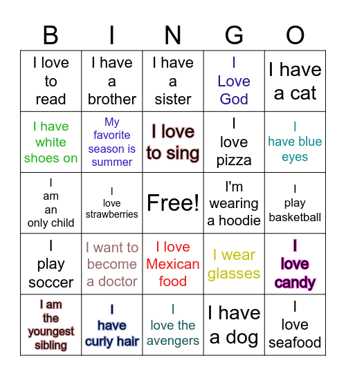 Icebreaker Bingo Card