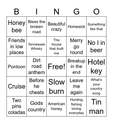 We’ve gone COUNTRY! Bingo Card