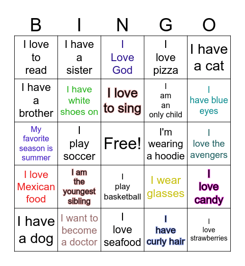 Icebreaker Bingo Card