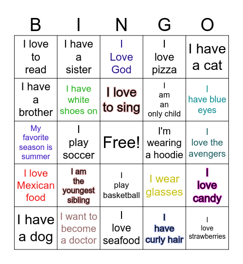 Icebreaker Bingo Card