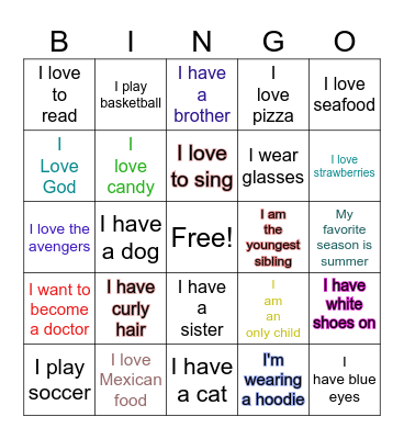 Icebreaker Bingo Card