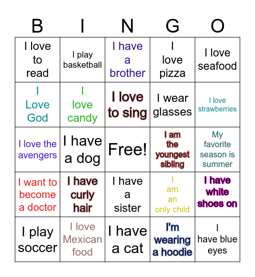 Icebreaker Bingo Card