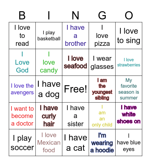 Icebreaker Bingo Card