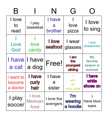 Icebreaker Bingo Card