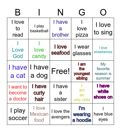 Icebreaker Bingo Card