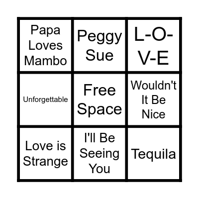 50s & 60s Bingo Card