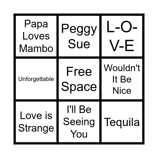 50s & 60s Bingo Card