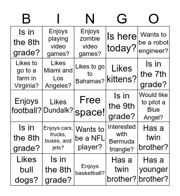 Guess Who It Was? Bingo Card