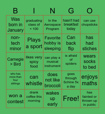 FIND SOMEONE WHO Bingo Card