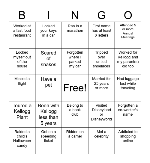 Get to Know Your Colleagues Bingo Card